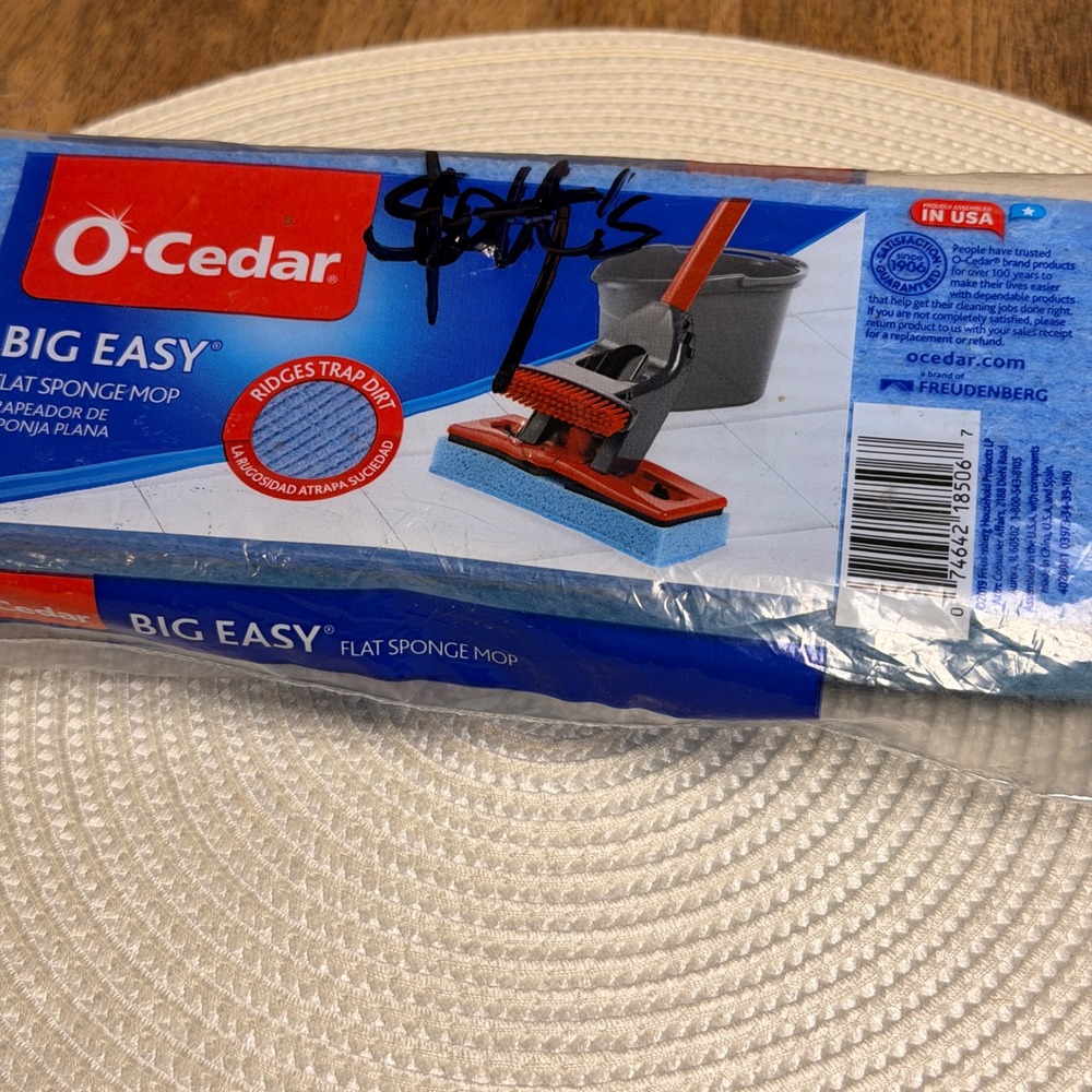 O-Cedar Big Easy Flat Sponge Mop Refill Blue Ridges Trap Dirt 074642185067 NEW